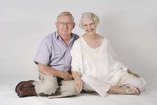 A portrait of an elderly couple.
